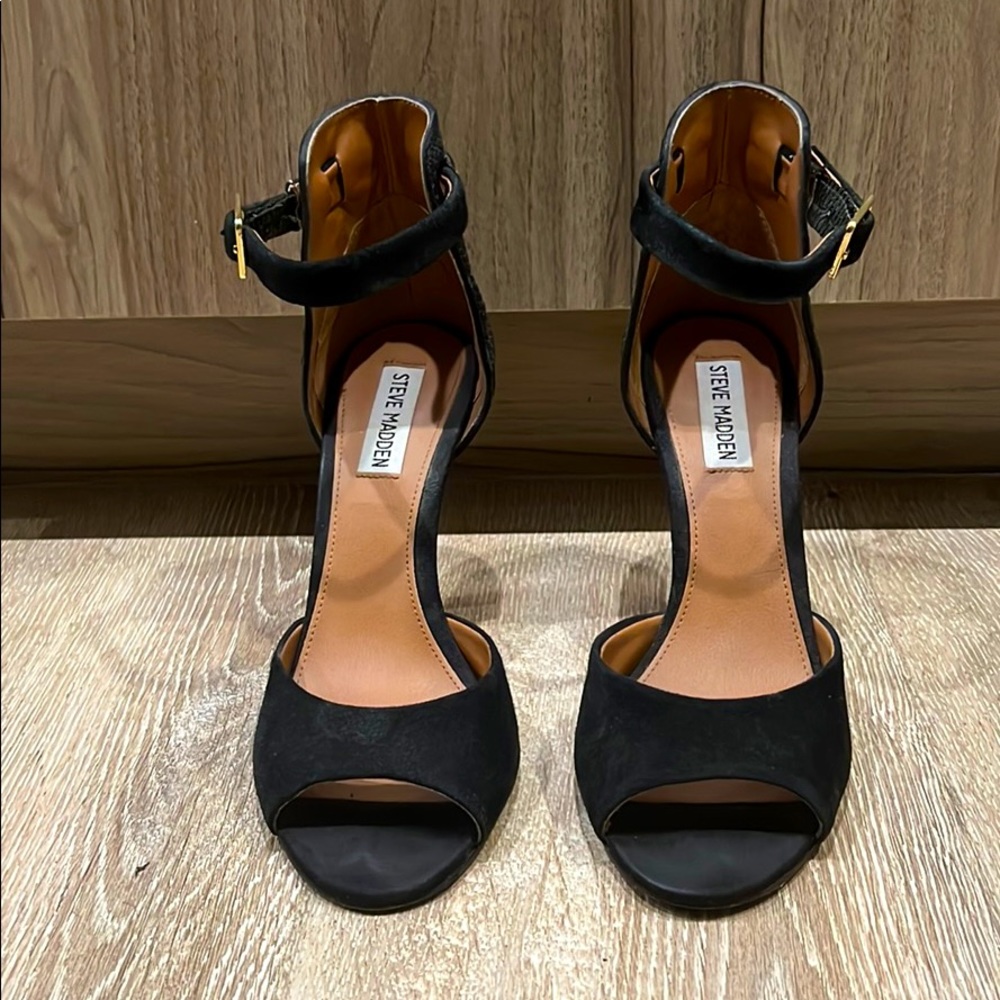 Black suede heels